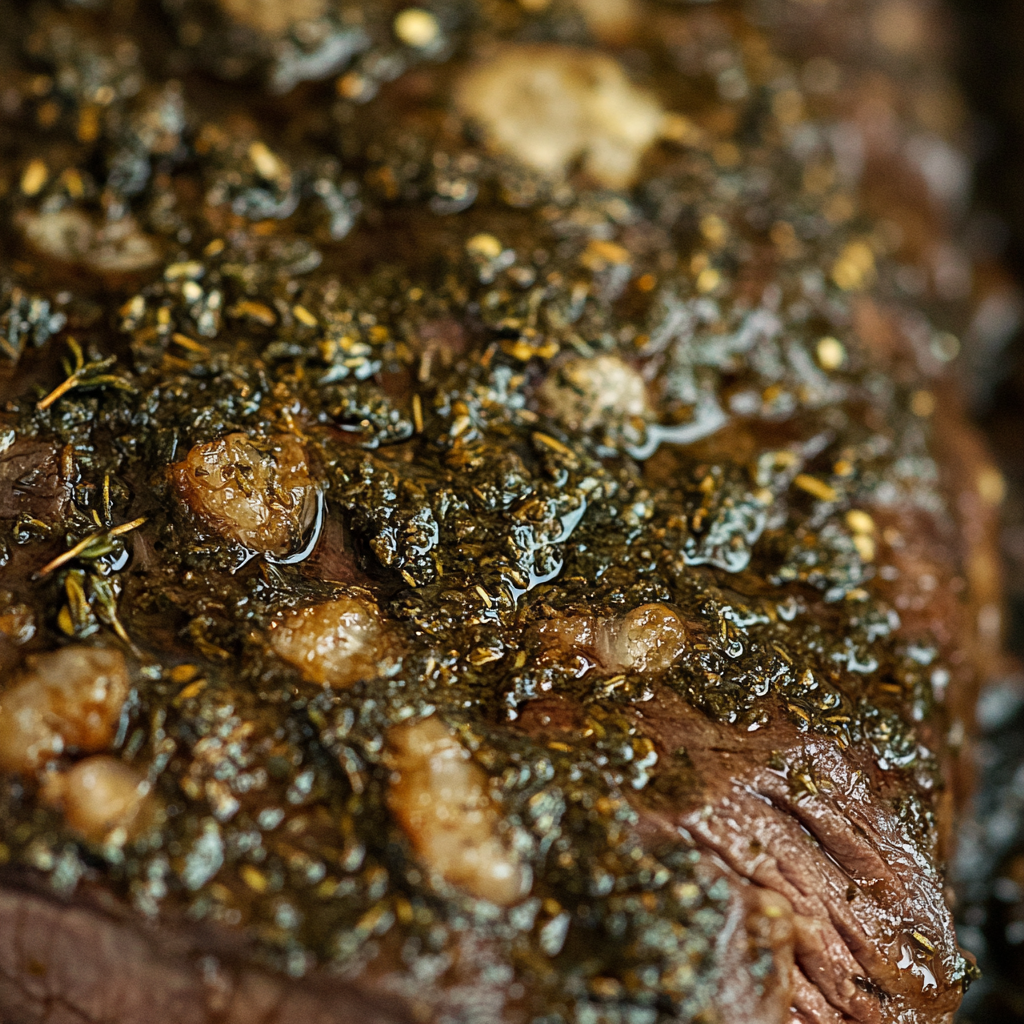 Succulent Garlic Herb-Crusted Roast Beef Cooked to Perfection