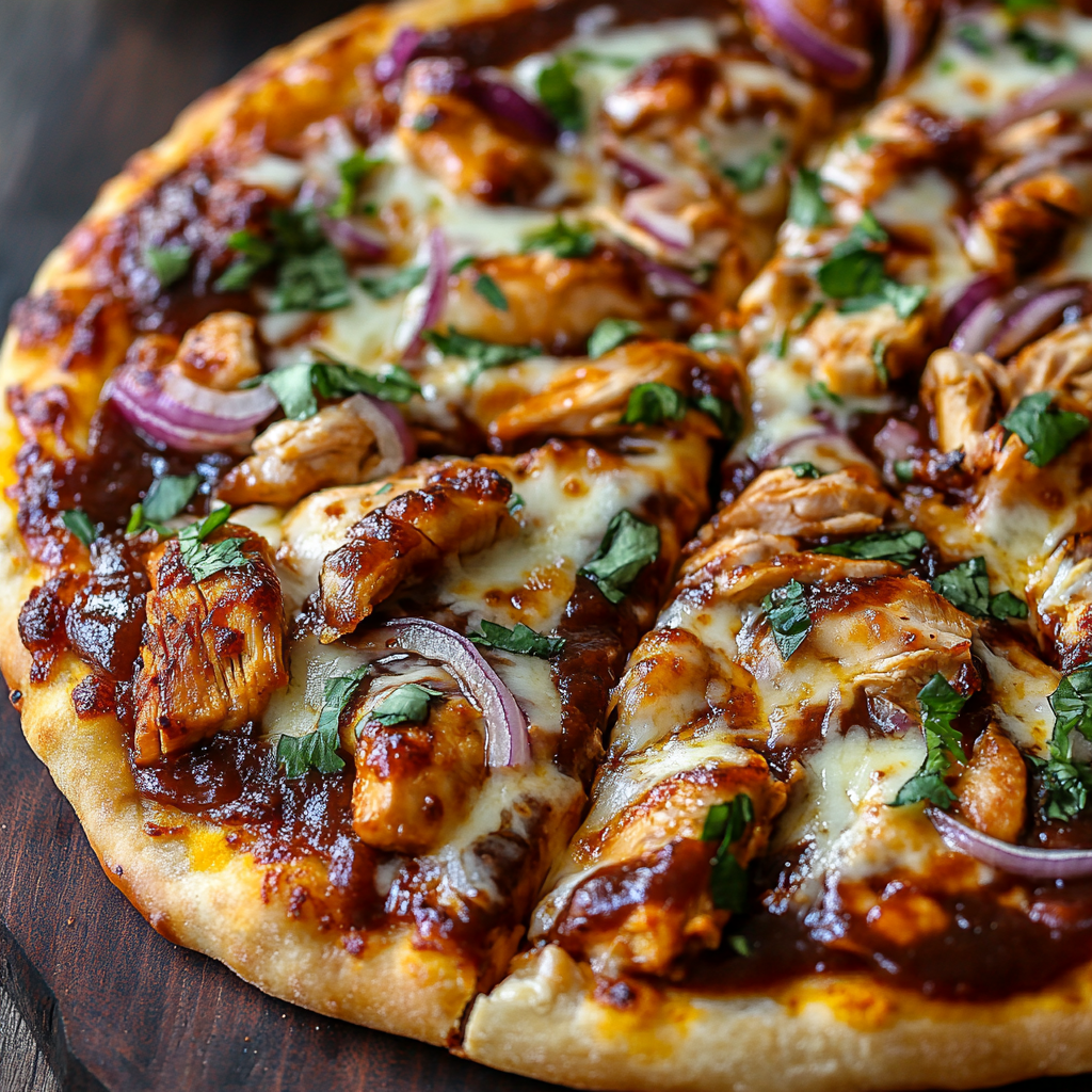 Fresh Ingredients for BBQ Chicken Pizza – Rustic & Inviting Overhead Shot