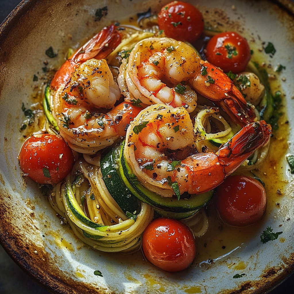 Ribbony Shrimp and Pasta Scampi