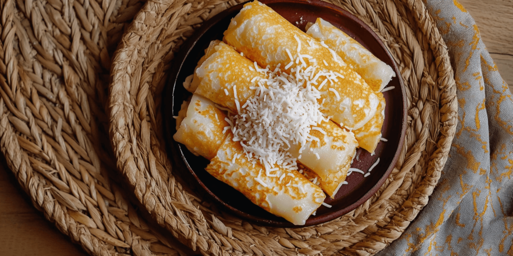 Golden Egg Patishapta Crepes with Coconut Filling