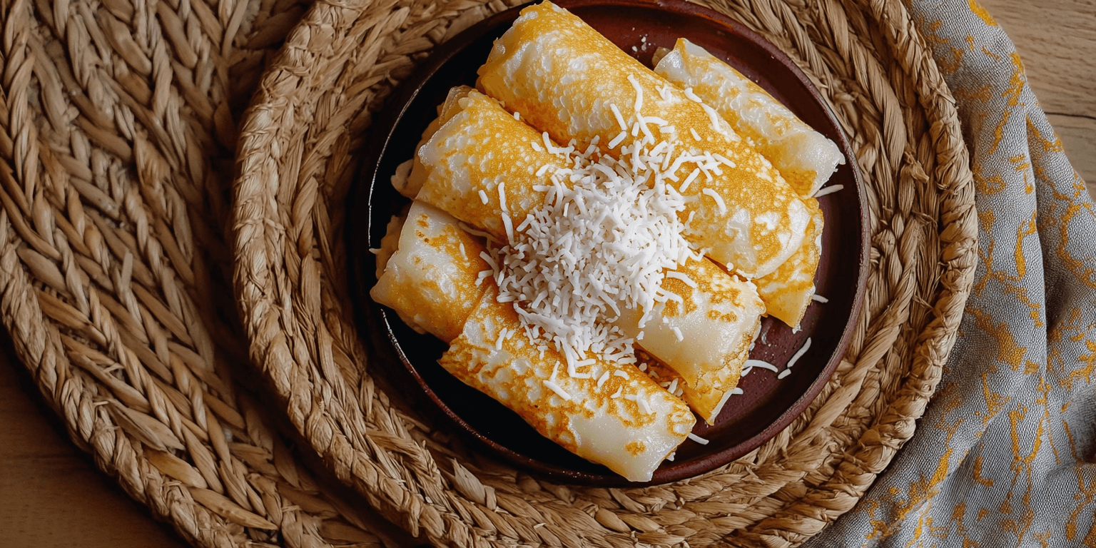 Golden Egg Patishapta Crepes with Coconut Filling