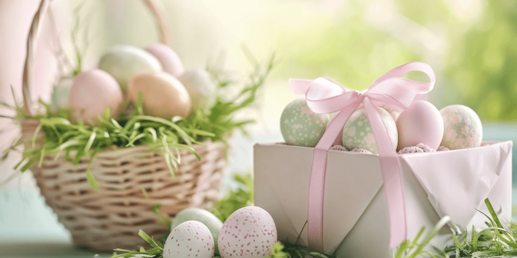 Alt Text: “A gift box filled with beautifully decorated Easter Egg Oreo Balls.”
