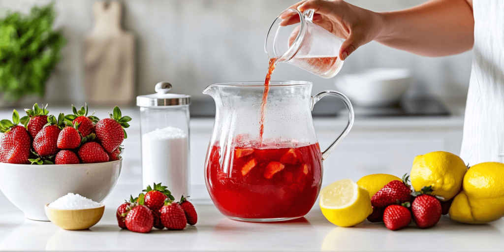 Alt Text: Step-by-step making of Southern Strawberry Sweet Tea
