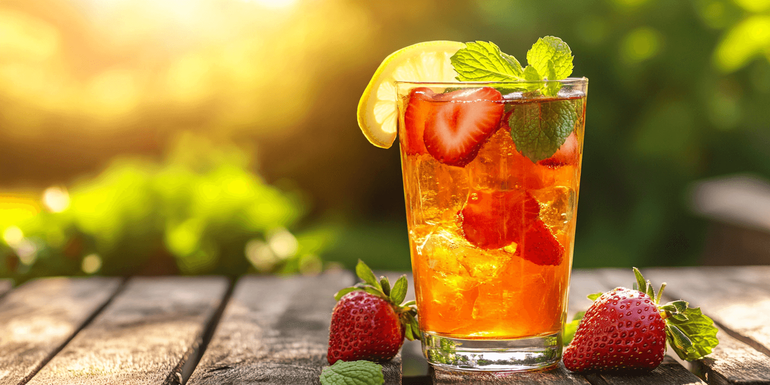 Glass of Refreshing Southern Style Strawberry Sweet Tea