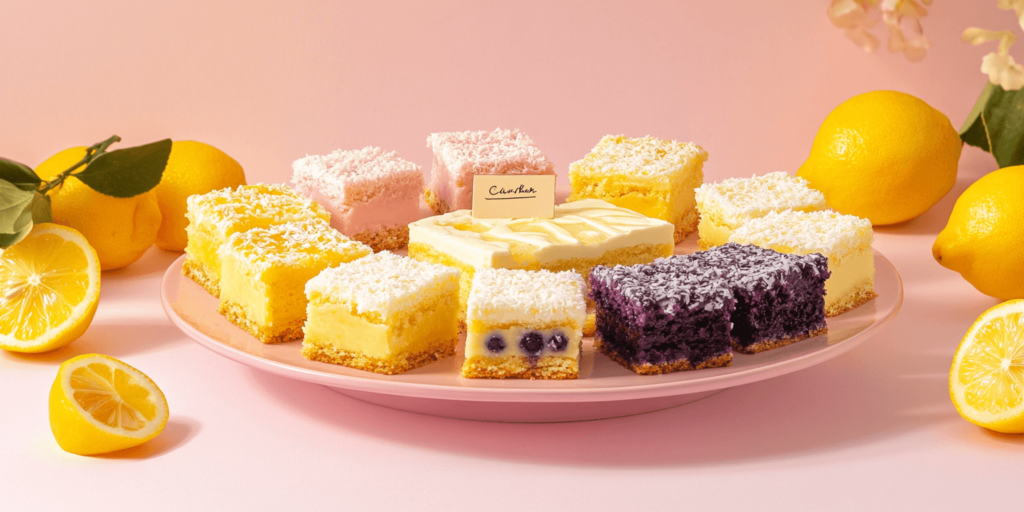 Alt Text: Lemon Cake Bars in Different Flavors